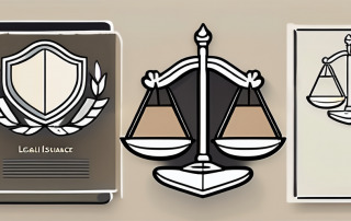 A balanced scale with legal documents on one side and a shield symbolizing protection on the other side