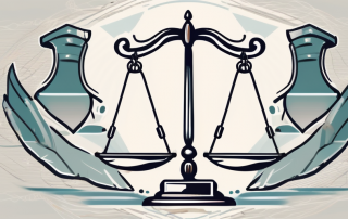 A pair of scales balancing a shield symbolizing protection (for the insured person) and a key (for the policyholder)