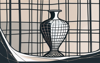 A broken vase under a safety net