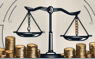 A balanced scale with a gavel on one side and a pile of coins on the other