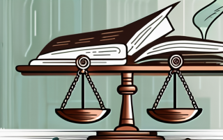 A balanced scale with legal documents on one side and a retirement pension card on the other