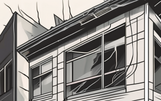 A residential building showing signs of damage such as a broken window or a charred roof