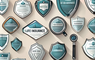 Various life insurance policies represented as shields