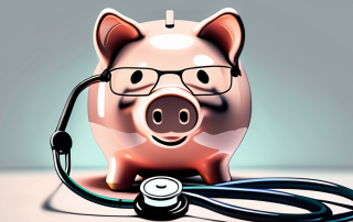 A piggy bank with a stethoscope around it