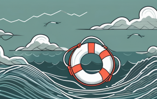 A stormy sea with a few lifebuoys floating on it