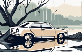 A car with a cracked windshield