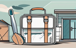 A veterinarian's medical bag with various tools peeking out