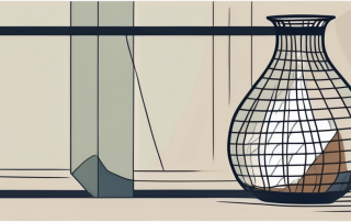 A broken vase with a safety net beneath it