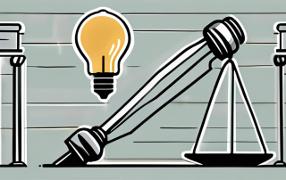 A scale balancing a gavel and a shield