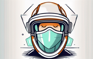 A tooth wearing a safety helmet and a protective shield