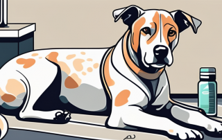 A dog with a leg bandage