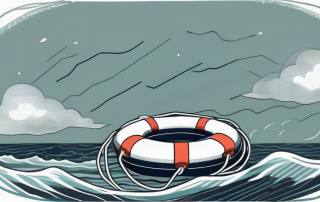 A life buoy floating on a stormy sea