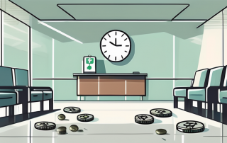 A waiting room with a clock on the wall