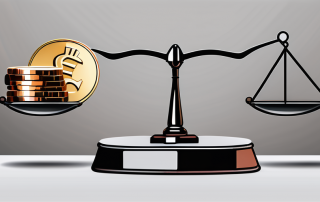 A scale balancing a gavel and a shield