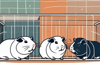 A few happy and healthy guinea pigs playing in a safe