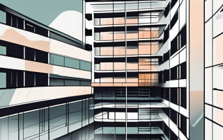 A modern apartment building with a protective shield around it