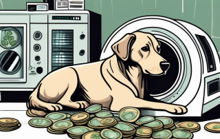 A dog lying down inside an open mri machine