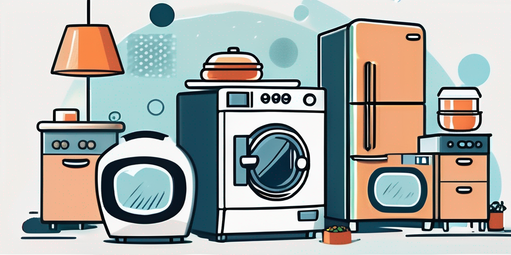 Various household appliances like a refrigerator