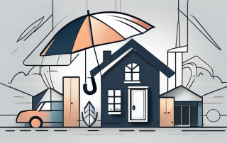 A house with various insurance protection symbols like a shield