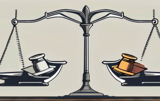 A balanced scale with a shield on one side representing 'rechtsschutz' (legal protection) and a broken vase on the other side representing 'haftpflicht' (liability)
