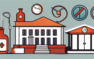 Various healthcare symbols like a stethoscope