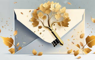 A life insurance policy envelope with a golden key on top symbolizing the payout