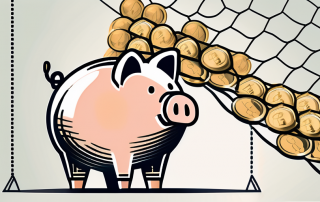 A piggy bank sitting on a stack of coins