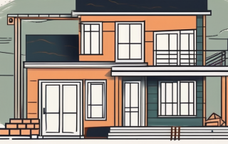 A house under construction with a life insurance policy in the foreground