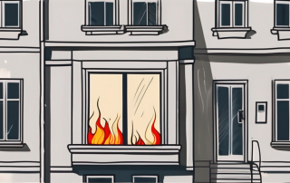 A german apartment building with a broken window