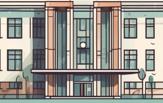 A health insurance card and a hospital building