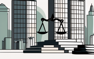A scale balancing a gavel and a building