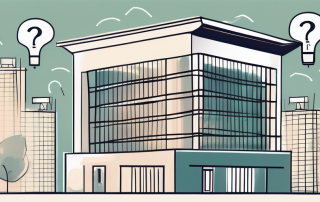 A corporate building with a symbolic pension piggy bank on top