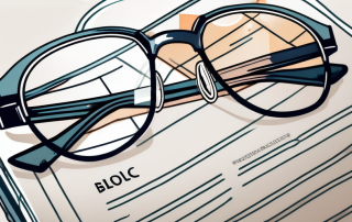 A pair of eyeglasses resting on an insurance policy document