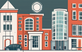 Several iconic buildings representing various types of insurance