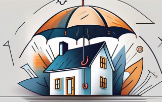 A house surrounded by various insurance policy symbols such as a shield