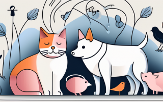 Various domestic animals like a cat