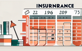 A calendar marked at the sixth week with a symbolic insurance shield and a stack of coins