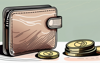 A wallet with coins and banknotes half inside and half outside