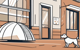 A dog next to a symbolic representation of an insurance policy