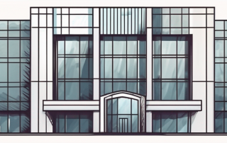 A corporate building with a protective shield symbolizing the concept of legal protection insurance