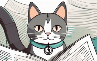 A cat sitting on a pile of medical reports and insurance papers