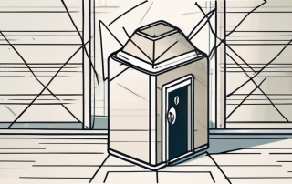 A safety box surrounded by protective shield symbolizing the security of a deposit insurance