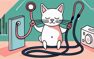A cat playing with a stethoscope and a health insurance card