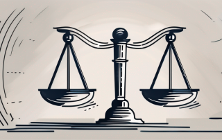 A balanced scale with legal documents on one side and a clock with its hands removed on the other