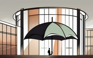 A corporate building being shielded by a large