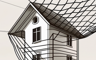 A house with a safety net underneath it