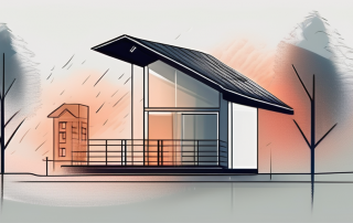 A residential building with visible protective elements like a roof shielding from rain