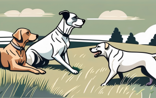 Several dogs of different breeds playing happily in the picturesque landscapes of sachsen