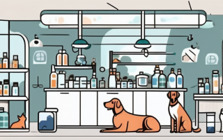 A veterinary clinic with various animals such as dogs