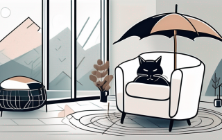 A cozy german home with a cat comfortably curled up on a plush chair
